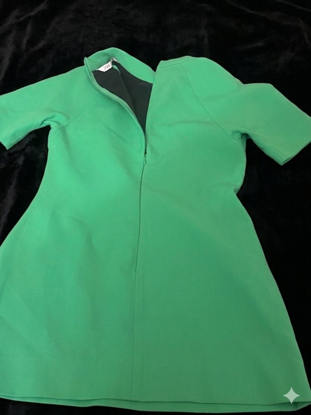 Zara Bright Neon Green Mock Neck Mini Dress - Picture 7 of 7